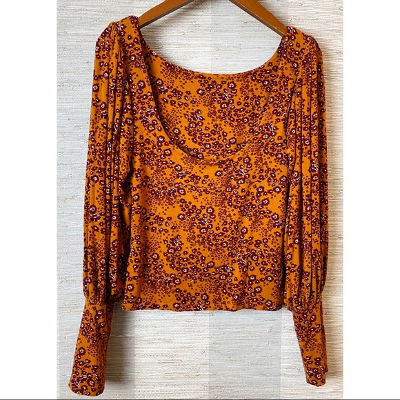 Free People Miss You Top Floral Balloon Sleeve - Picture 3 of 5